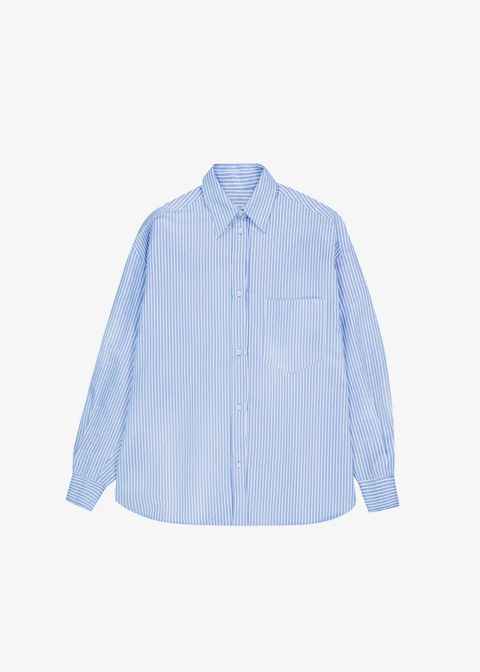 The Frankie Shop Tops Women Georgia Stripe Shirt 8211 WhiteLight Blue