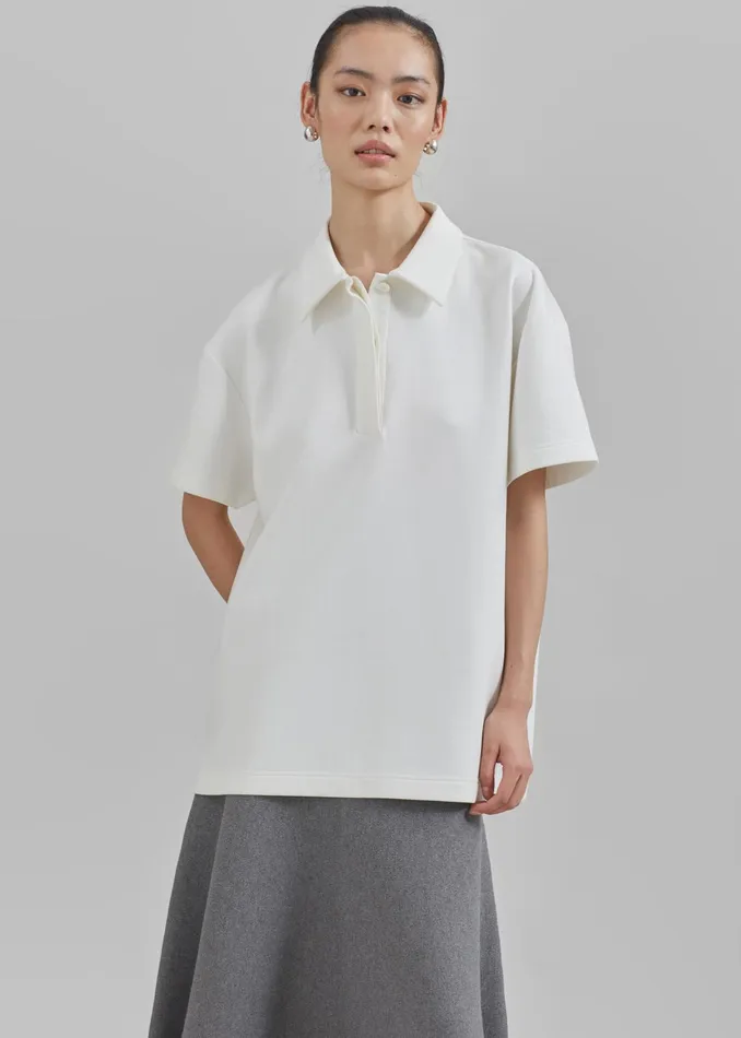 The Frankie Shop Tops Women Harper Polo Shirt 8211 White