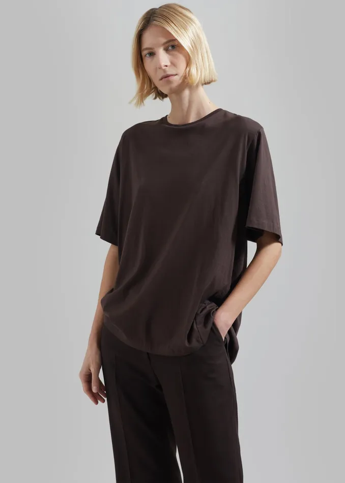 The Frankie Shop Tops Women Harper Soft Organic TShirt 8211 Brown