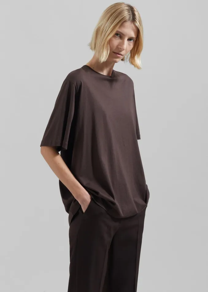 The Frankie Shop Tops Women Harper Soft Organic TShirt 8211 Brown