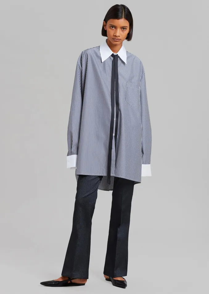 The Frankie Shop Tops Women Jany TieNeck Shirt 8211 Black Stripe