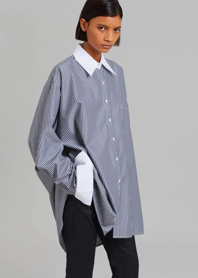 The Frankie Shop Tops Women Jany TieNeck Shirt 8211 Black Stripe