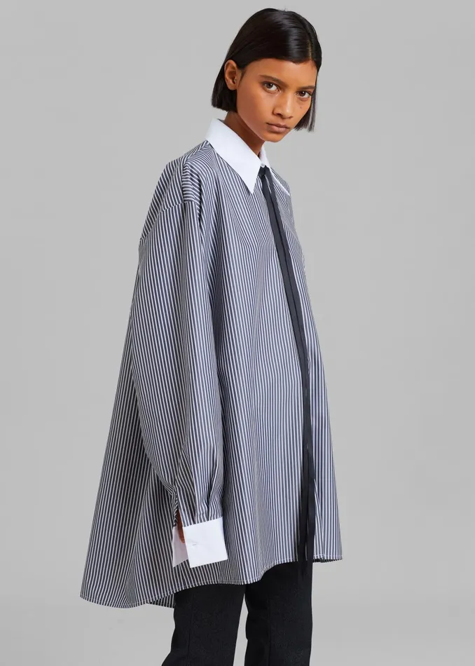 The Frankie Shop Tops Women Jany TieNeck Shirt 8211 Black Stripe