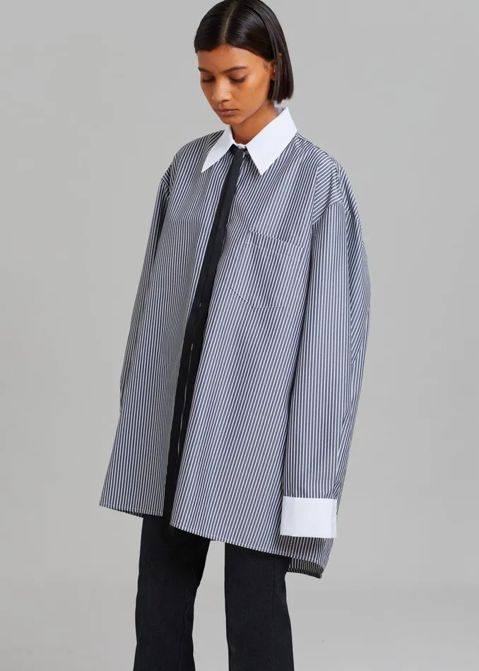 The Frankie Shop Tops Women Jany TieNeck Shirt 8211 Black Stripe