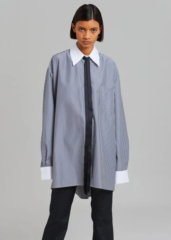 The Frankie Shop Tops Women Jany TieNeck Shirt 8211 Black Stripe