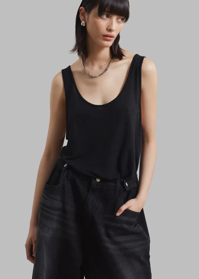 The Frankie Shop Tops Women Josie Scoop Neck Tank Top 8211 Black