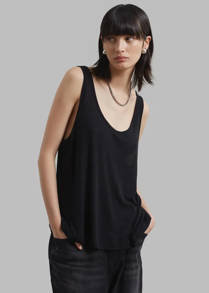 The Frankie Shop Tops Women Josie Scoop Neck Tank Top 8211 Black