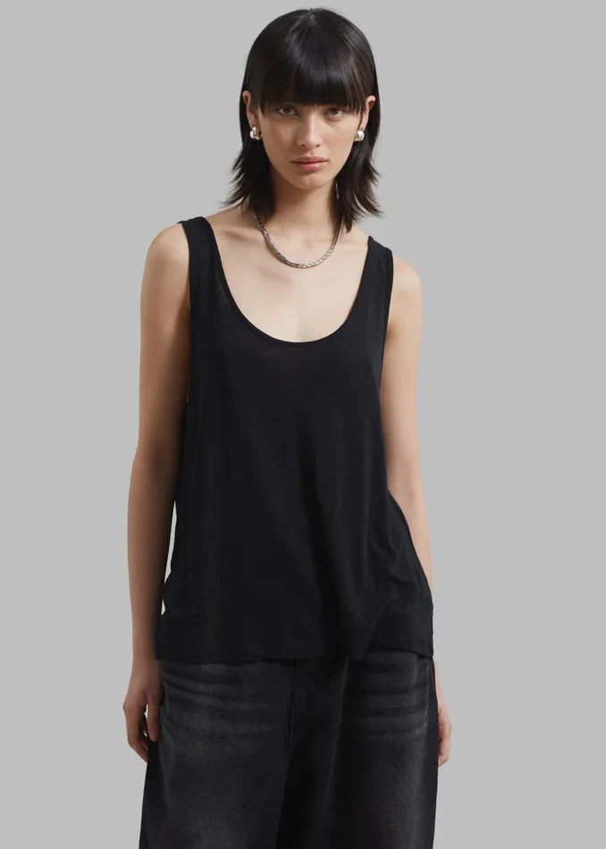 The Frankie Shop Tops Women Josie Scoop Neck Tank Top 8211 Black