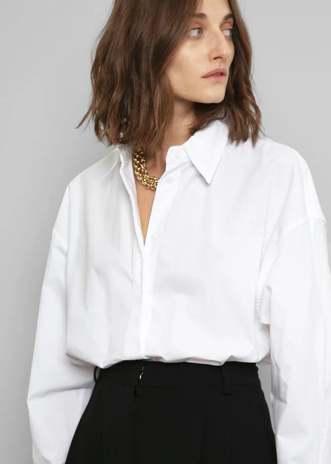 The Frankie Shop Tops Women Lakely Oversized Button Down Shirt 8211 White