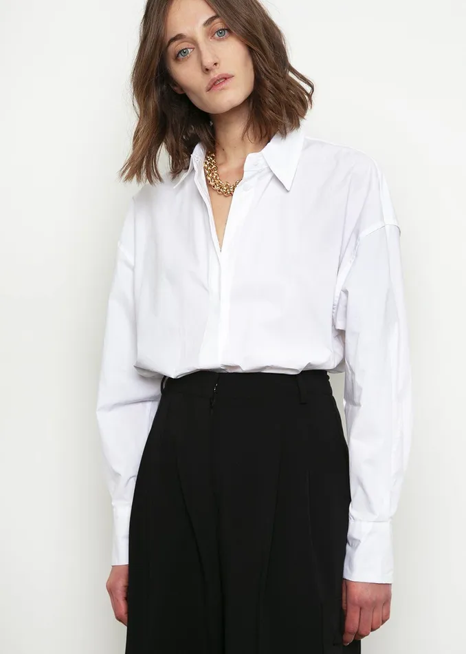 The Frankie Shop Tops Women Lakely Oversized Button Down Shirt 8211 White