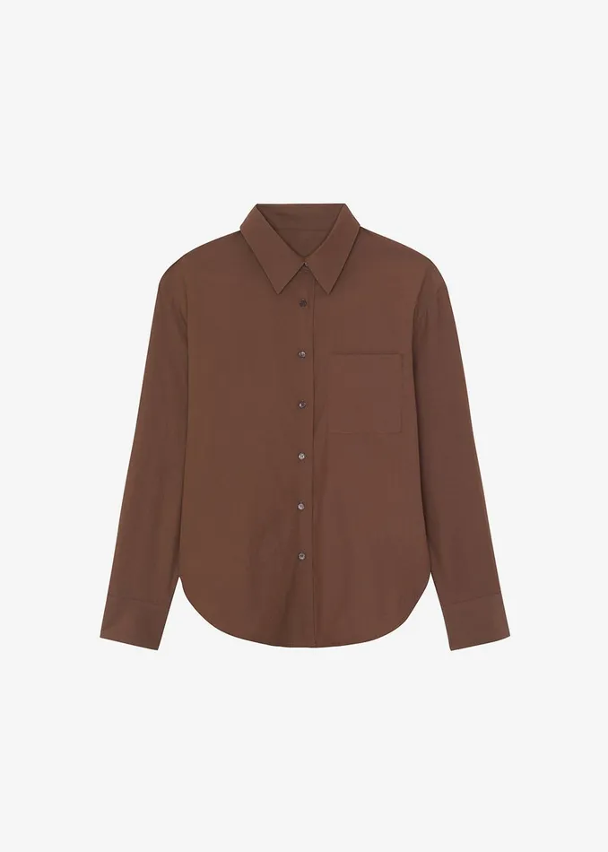 The Frankie Shop Tops Women Lui Organic Cotton Shirt 8211 Chocolate