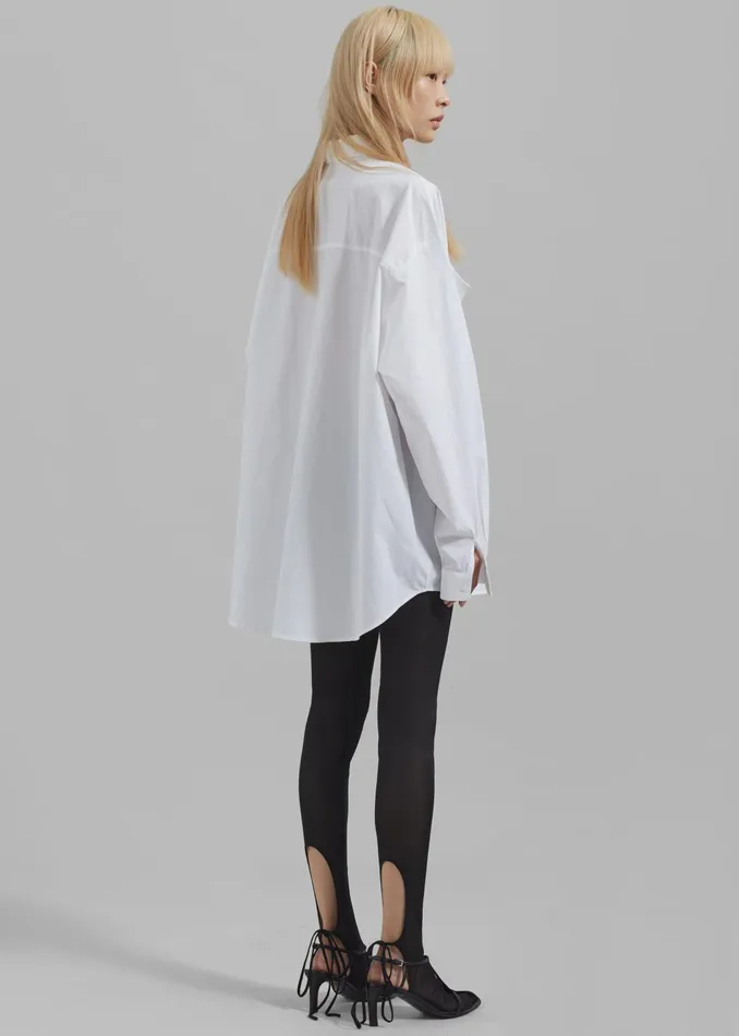 The Frankie Shop Tops Women Marin Button Up Utility Shirt 8211 White