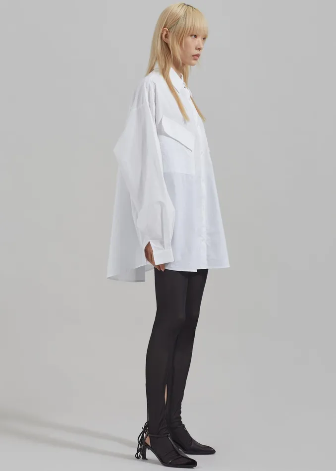 The Frankie Shop Tops Women Marin Button Up Utility Shirt 8211 White