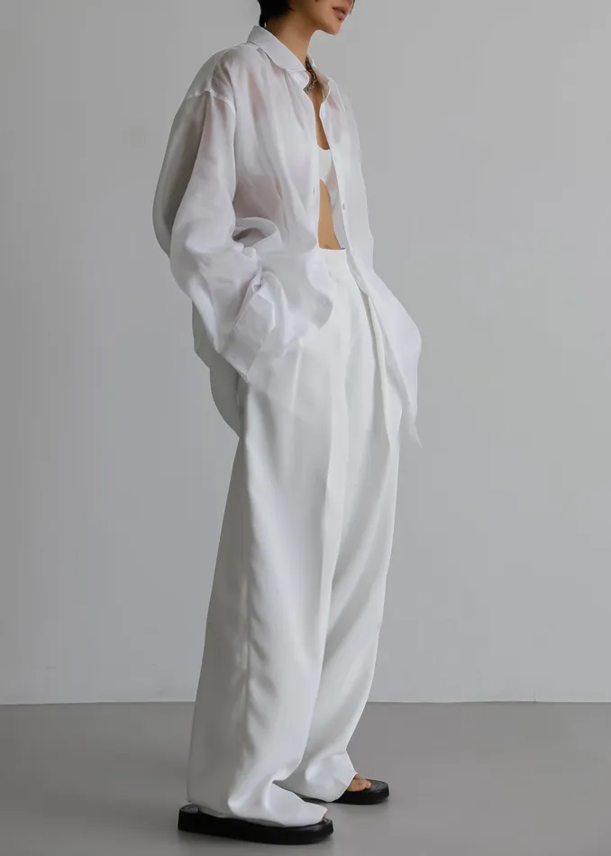 The Frankie Shop Tops Women Marlow Oversized Linen Shirt 8211 White