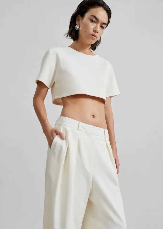 The Frankie Shop Tops Women Meloe Crop Tee 8211 Beige