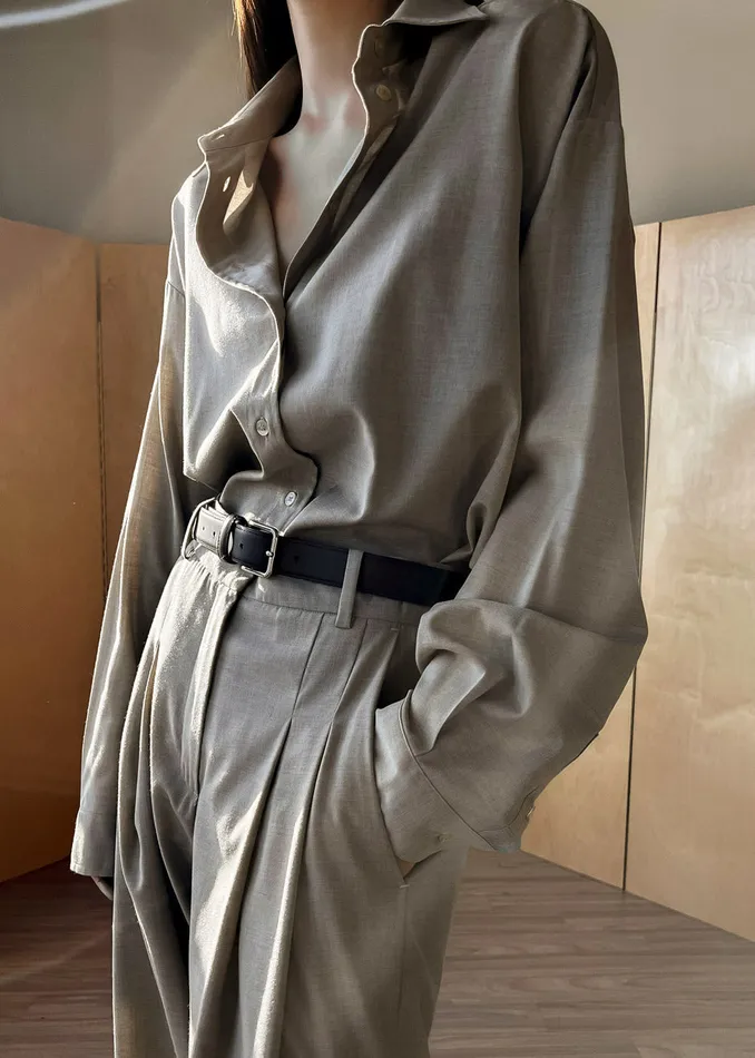 The Frankie Shop Tops WomenMen Gelso Shirt 8211 Light Taupe Melange