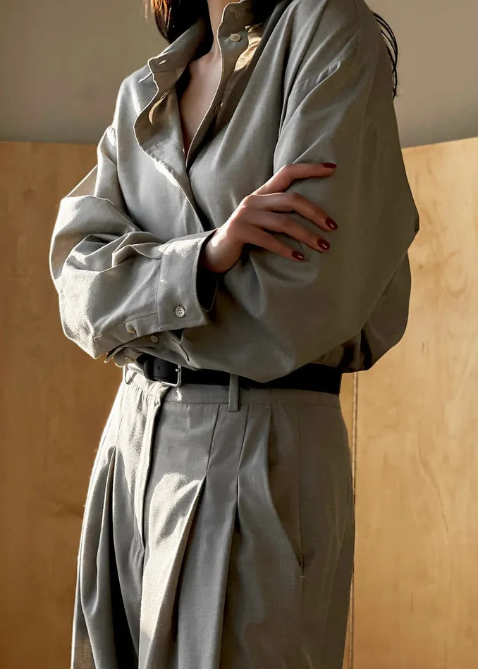 The Frankie Shop Tops WomenMen Gelso Shirt 8211 Light Taupe Melange