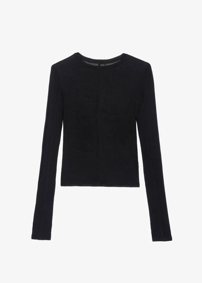 The Frankie Shop Tops Women Mesa Sheer Long Sleeve Tee 8211 Black