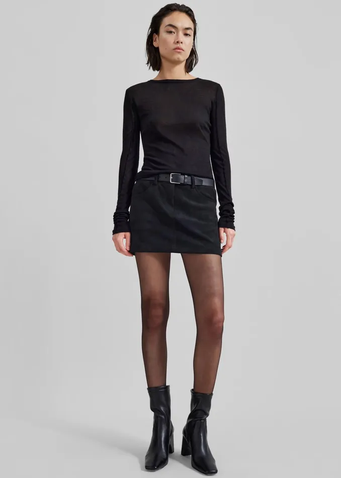 The Frankie Shop Tops Women Mesa Sheer Long Sleeve Tee 8211 Black