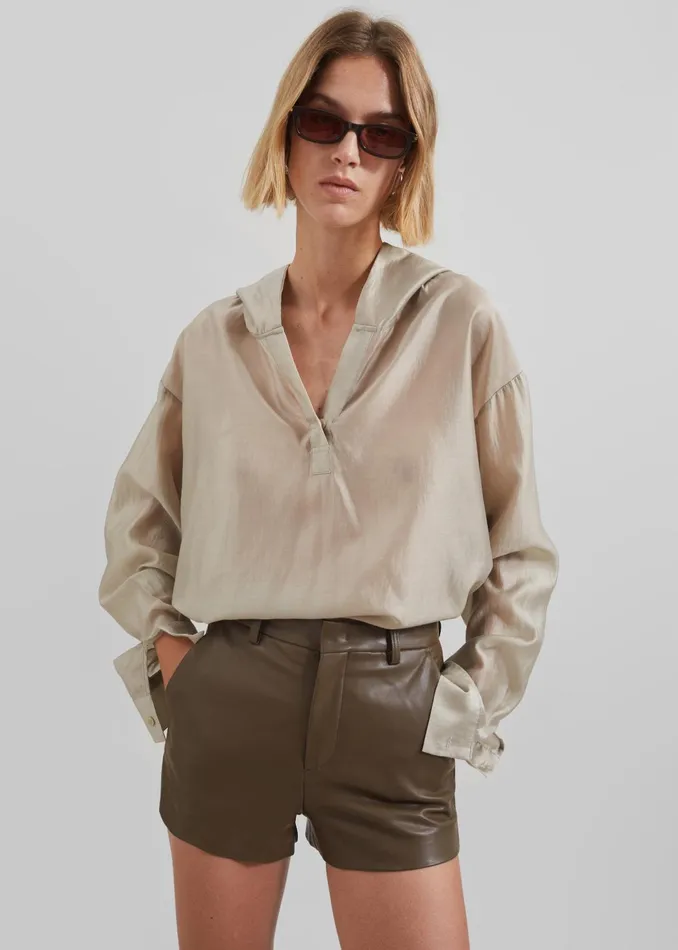 The Frankie Shop Tops Women Moraine Hooded Blouse 8211 Beige