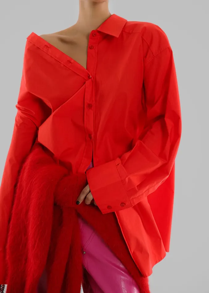 The Frankie Shop Tops Women Prato Button Up Shirt 8211 Red