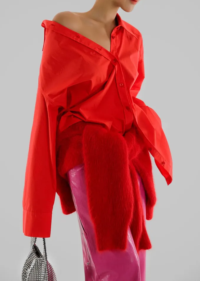 The Frankie Shop Tops Women Prato Button Up Shirt 8211 Red