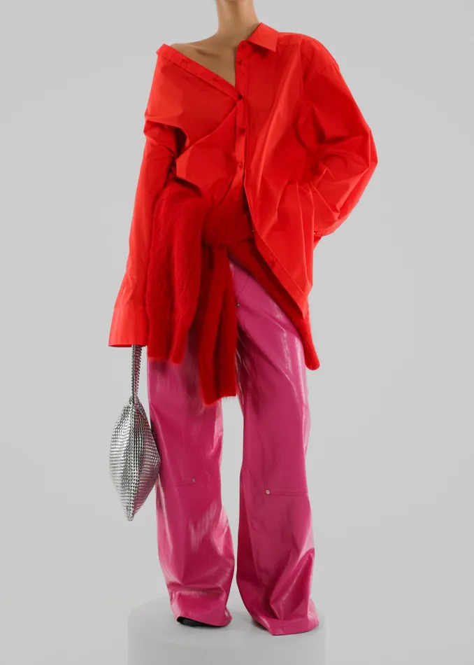 The Frankie Shop Tops Women Prato Button Up Shirt 8211 Red