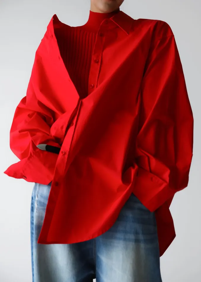The Frankie Shop Tops Women Prato Button Up Shirt 8211 Red