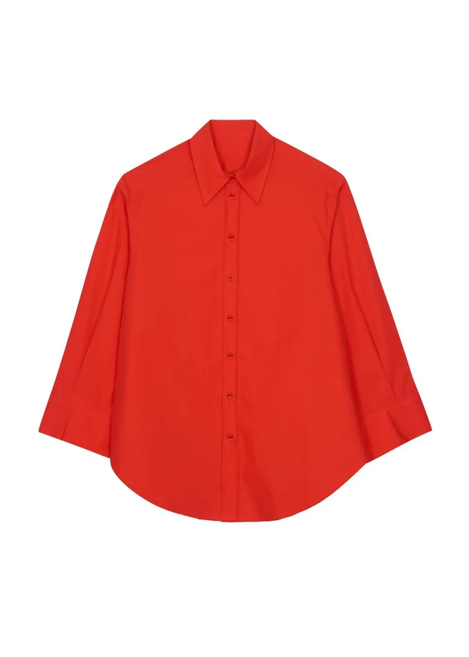 The Frankie Shop Tops Women Prato Button Up Shirt 8211 Red