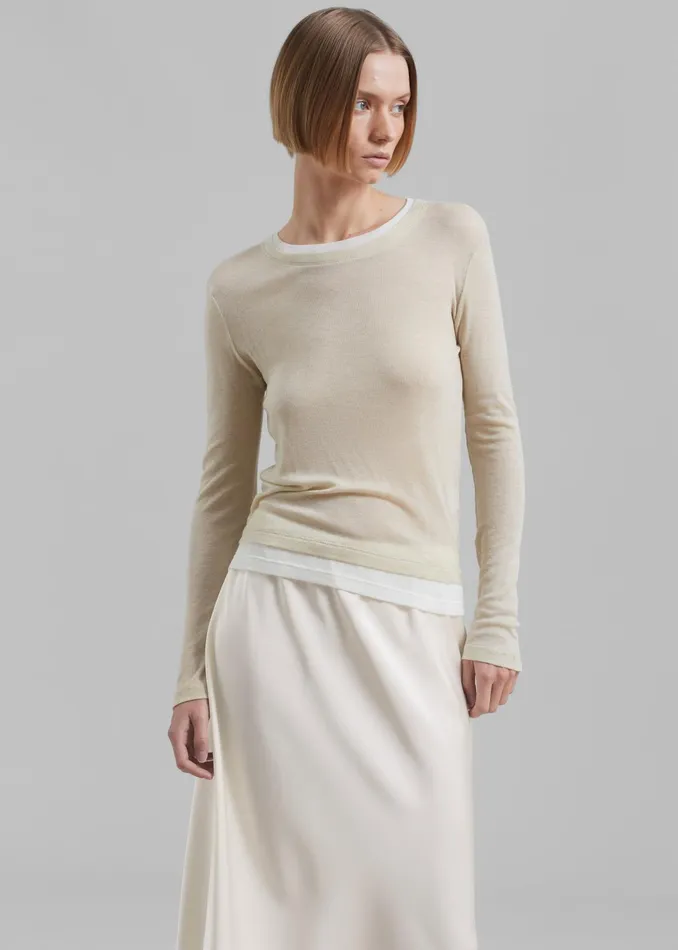 The Frankie Shop Tops Women Scottie Layered Tee 8211 Butter