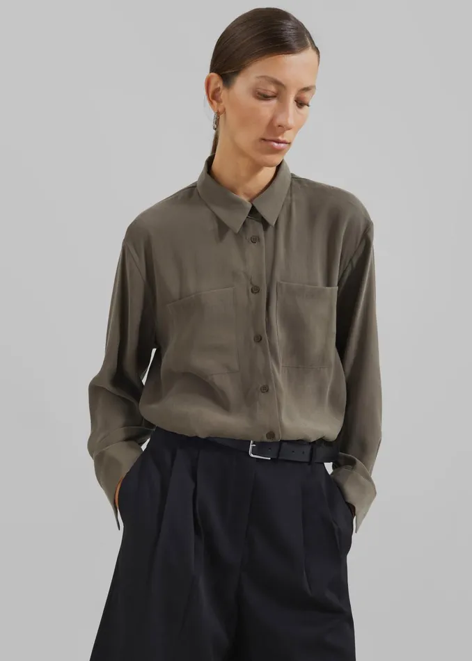 The Frankie Shop Tops Women Valmiera Blouse 8211 Khaki