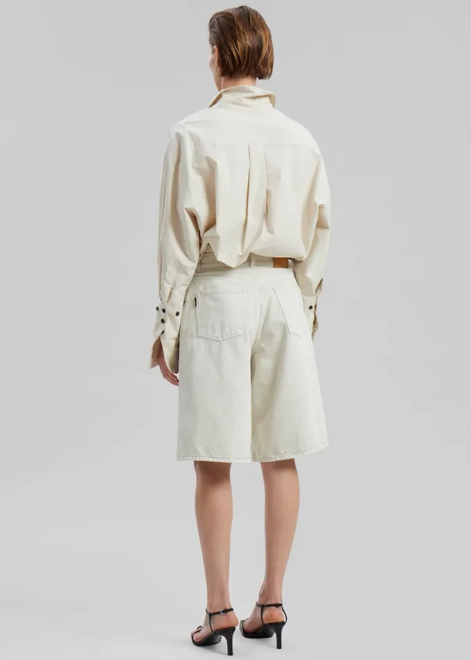 The Frankie Shop Tops Women Zuri Boxy Button Up Shirt 8211 Cream