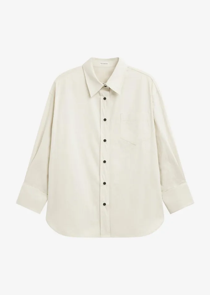 The Frankie Shop Tops Women Zuri Boxy Button Up Shirt 8211 Cream