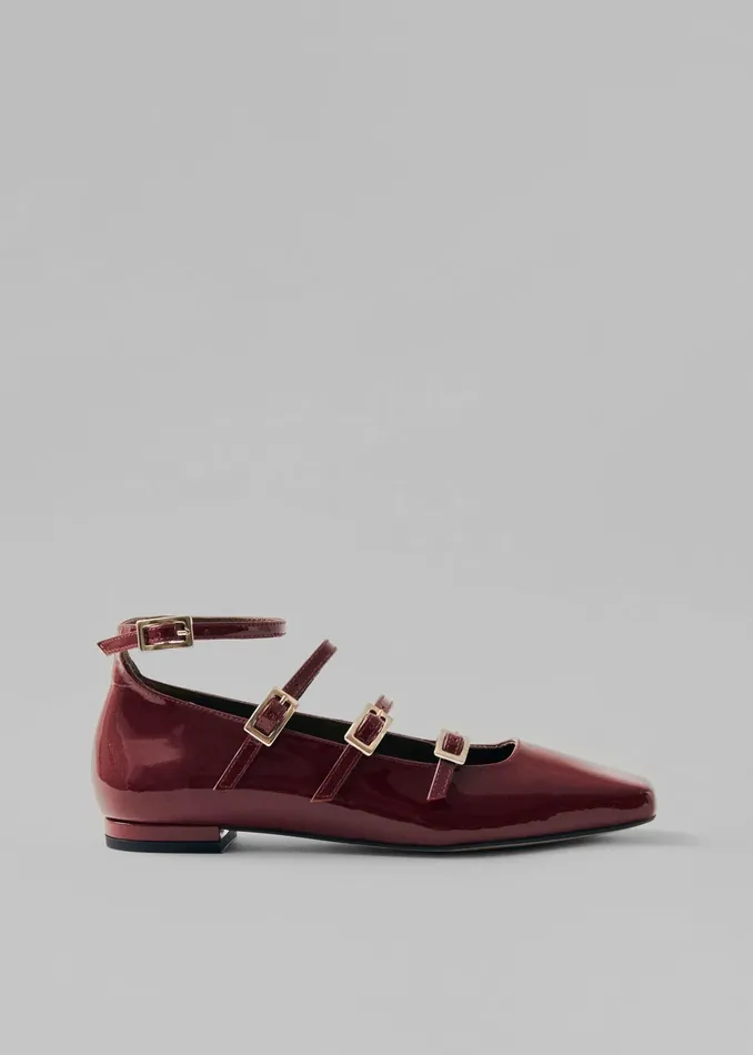 The Frankie Shop Women Alohas Luke Onix Leather Ballet Flats 8211 Wine Burgundy