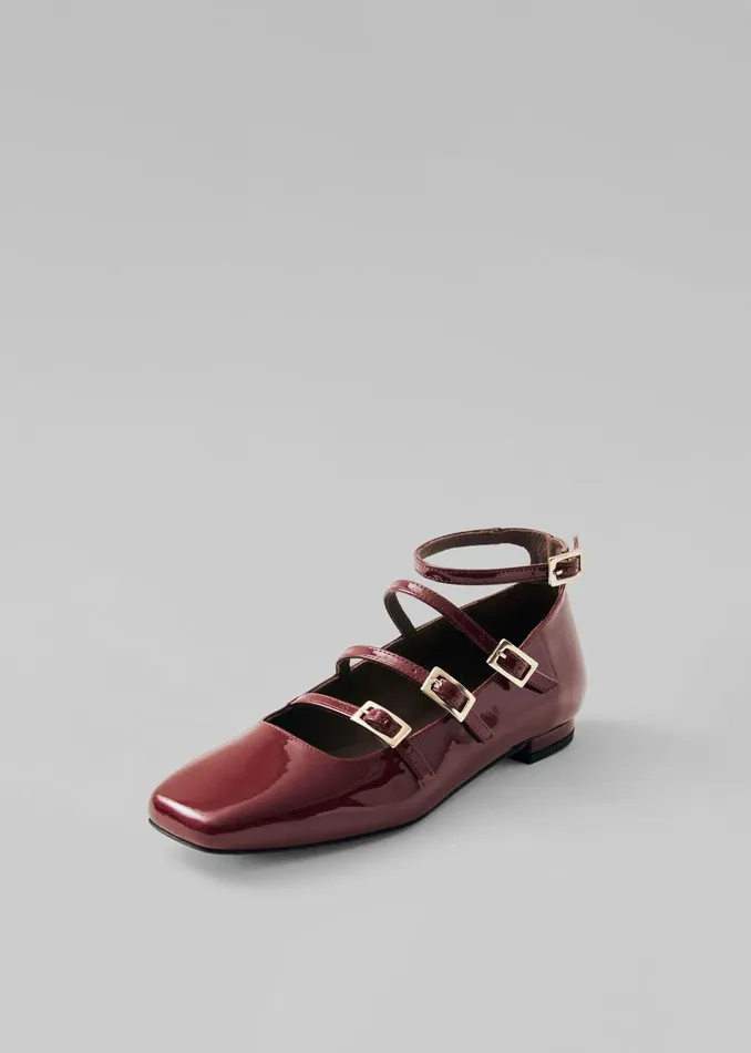The Frankie Shop Women Alohas Luke Onix Leather Ballet Flats 8211 Wine Burgundy