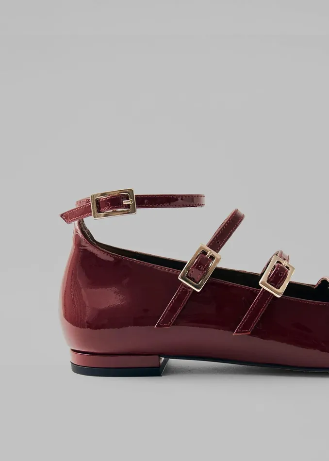 The Frankie Shop Women Alohas Luke Onix Leather Ballet Flats 8211 Wine Burgundy