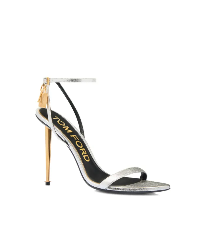 The Padlock Women TOM FORD LAMINATED NAPPA LEATHER PADLOCK POINTY NAKED SANDAL Silver The Padlock Women TOM FORD LAMINATED NAPPA LEATHER PADLOCK POINTY NAKED SANDAL Silver