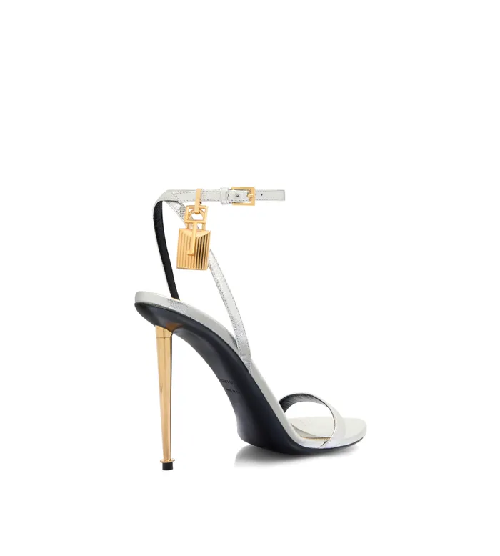 The Padlock Women TOM FORD LAMINATED NAPPA LEATHER PADLOCK POINTY NAKED SANDAL Silver The Padlock Women TOM FORD LAMINATED NAPPA LEATHER PADLOCK POINTY NAKED SANDAL Silver