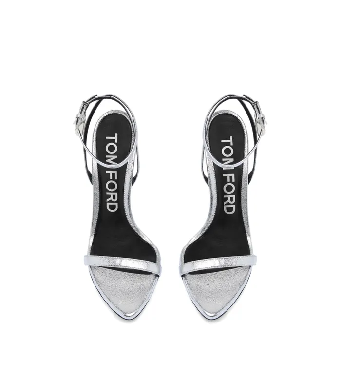 The Padlock Women TOM FORD LAMINATED NAPPA LEATHER PADLOCK POINTY NAKED SANDAL Silver The Padlock Women TOM FORD LAMINATED NAPPA LEATHER PADLOCK POINTY NAKED SANDAL Silver