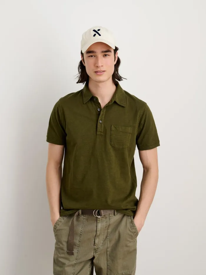 The Standard Polo In Slub Cotton Deep Olive Men Alex Mill Tees Polos