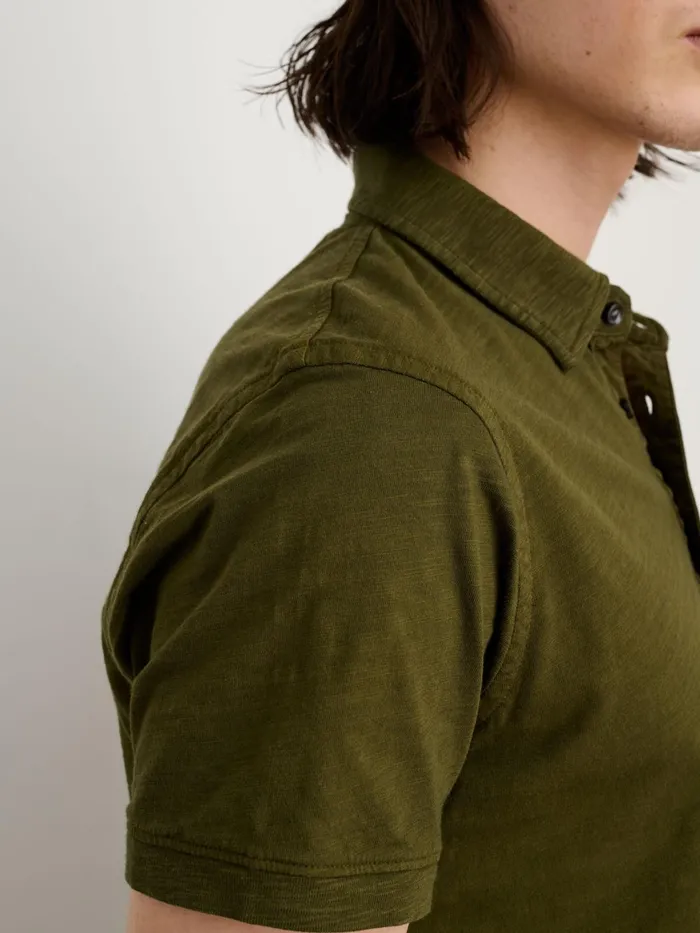 The Standard Polo In Slub Cotton Deep Olive Men Alex Mill Tees Polos