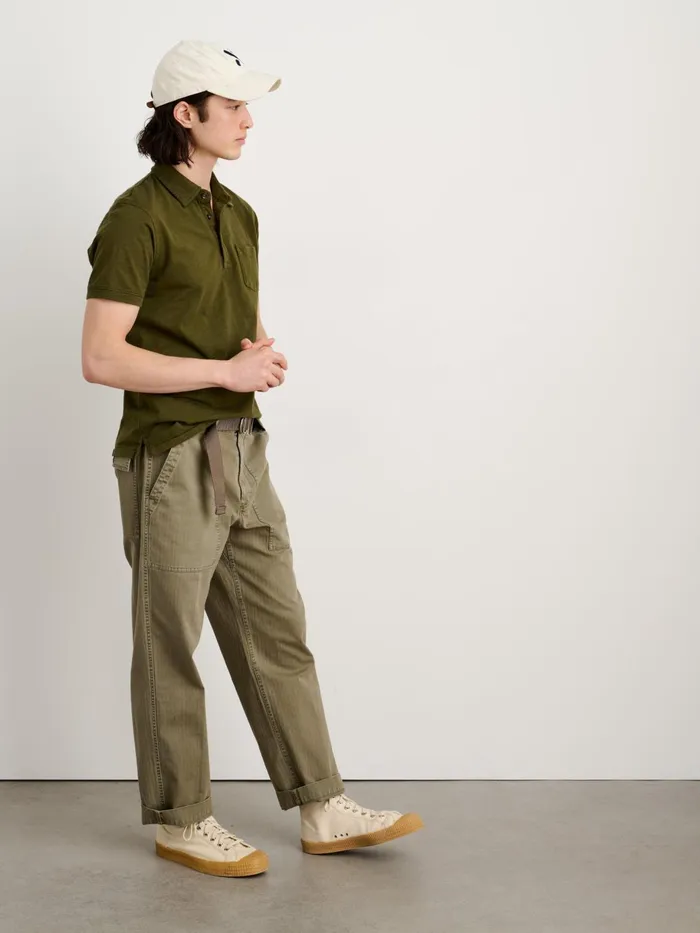The Standard Polo In Slub Cotton Deep Olive Men Alex Mill Tees Polos