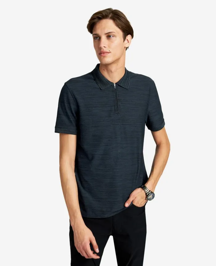 The Zipup Knit Polo Navy Men Kenneth Cole Polos and TShirts