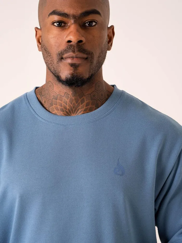 Throwback Oversized Fleece TShirt 8211 Denim Blue Men Ryderwear Tops