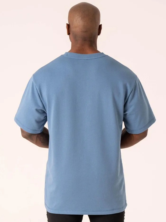 Throwback Oversized Fleece TShirt 8211 Denim Blue Men Ryderwear Tops