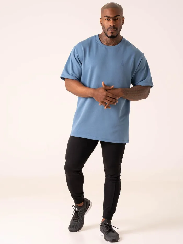 Throwback Oversized Fleece TShirt 8211 Denim Blue Men Ryderwear Tops