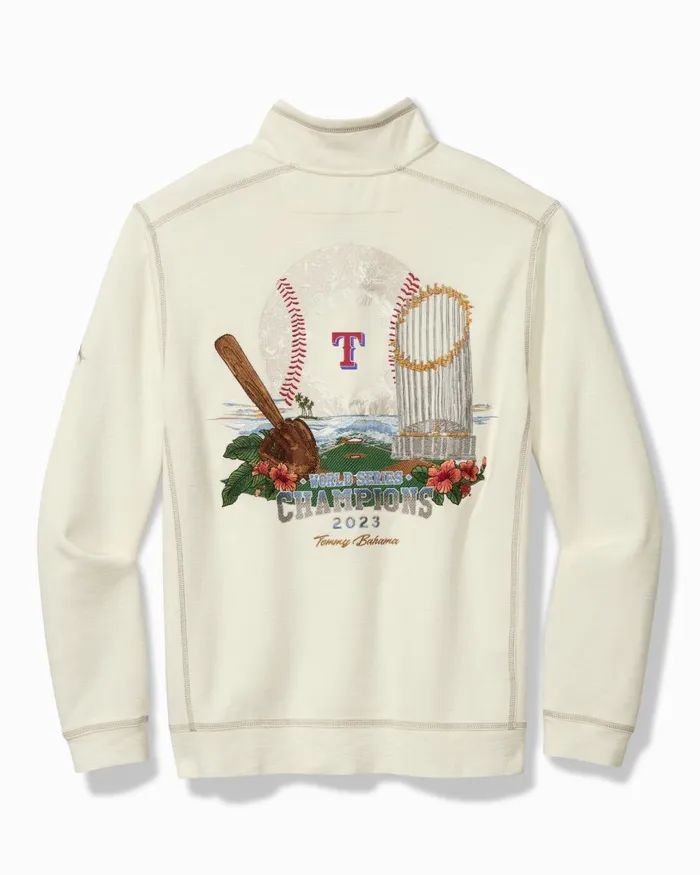 Tommy Bahama 2023 MLB World Series Tobago Bay HalfZip Sweatshirt Texasrangers Men Sweatshirts