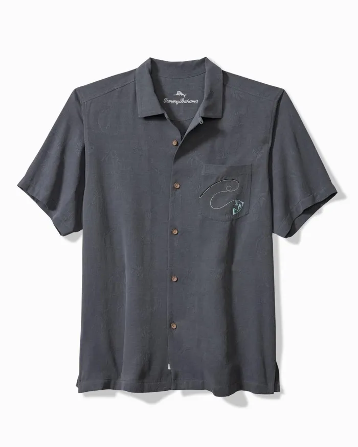 Tommy Bahama Afishianado Silk Camp Shirt Dark Sterling Men Shirts Tommy Bahama Afishianado Silk Camp Shirt Dark Sterling Men Shirts