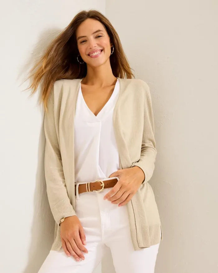 Tommy Bahama Addison Beach LinenBlend Cardigan Pure Khaki Women Sweaters Tommy Bahama Addison Beach LinenBlend Cardigan Pure Khaki Women Sweaters