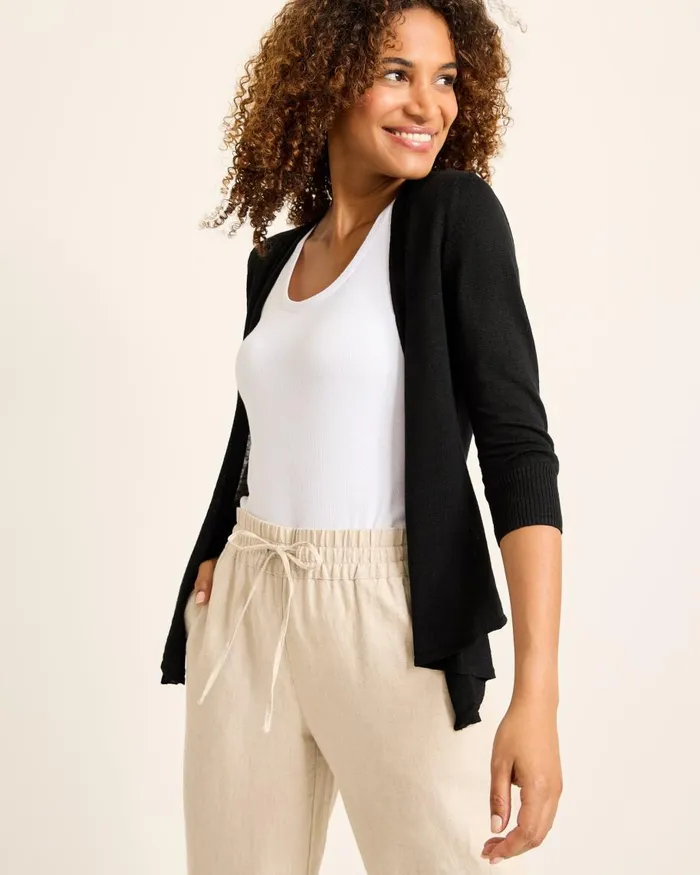 Tommy Bahama Addison LinenBlend Cardigan Black Women Sweaters Tommy Bahama Addison LinenBlend Cardigan Black Women Sweaters